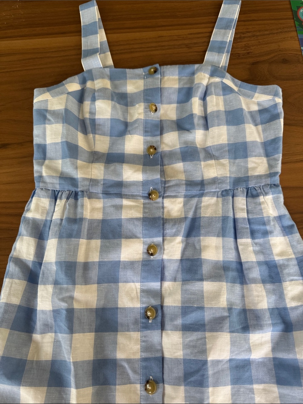 J. Crew Blue and White Gingham Button Front Sun Dress - Picture 1 of 5